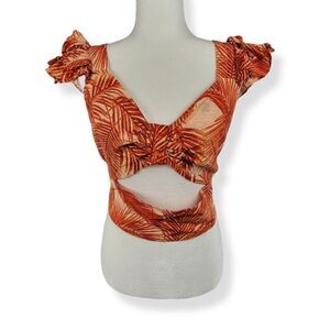 INC  Floral Linen Blend Top LArge